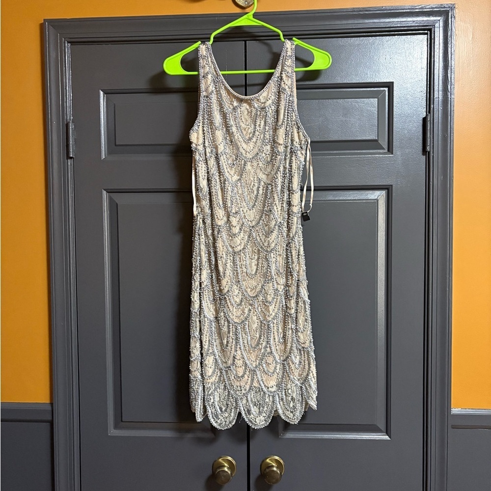 Elegant Cream and Silver Women's Dress